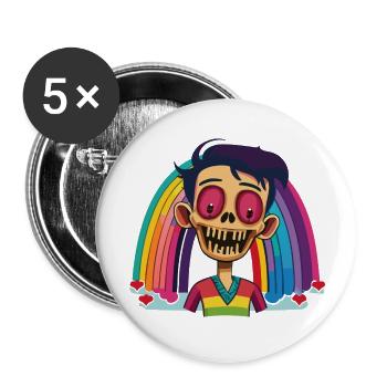 Pride Zombie 12 - Buttons groß 56 mm (5er Pack) - Weiß - Vorne