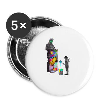 Artistic Graffiti Child and Adult Scene - Buttons large 2.2''/56 mm (5-pack) - white - Front