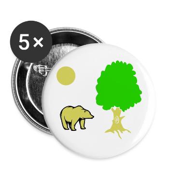 Arbre à ours - Lot de 5 grands badges (56 mm) - blanc - Devant