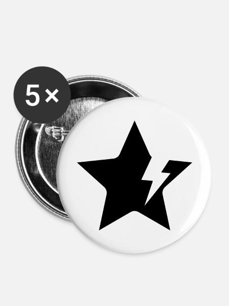 Blitzstern - Buttons groß 56 mm (5er Pack) - Weiß