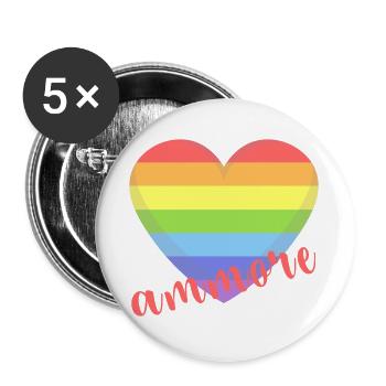 t-shirt Napoli ammore gay lgbt coeur gay pride - Lot de 5 grands badges (56 mm) - blanc - Devant