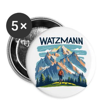 Berg Watzmann Faszination - Bayerischen Alpen - Buttons groß 56 mm (5er Pack) - Weiß - Vorne