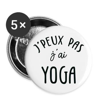 J'peux pas J'ai Yoga - Lot de 5 grands badges (56 mm) - blanc - Devant