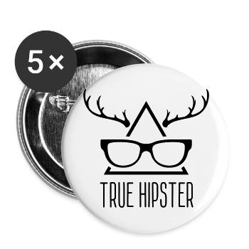 True Hipster - Buttons groß 56 mm (5er Pack) - Weiß - Vorne