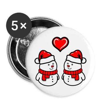 Amour bonhomme de neige - Lot de 5 grands badges (56 mm) - blanc - Devant