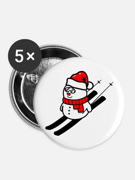 schnemann ski - Buttons groß 56 mm (5er Pack) - Weiß