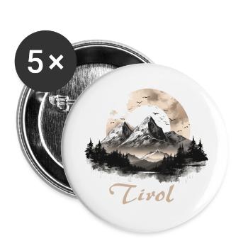 Motif tyrol avec des montagnes pour les Tyroliens - Lot de 5 grands badges (56 mm) - blanc - Devant