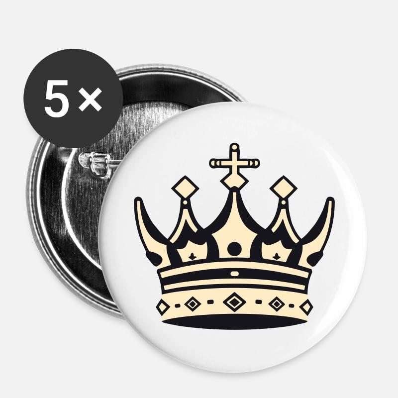 Crown Majesty - Buttons large 2.2''/56 mm (5-pack) - white