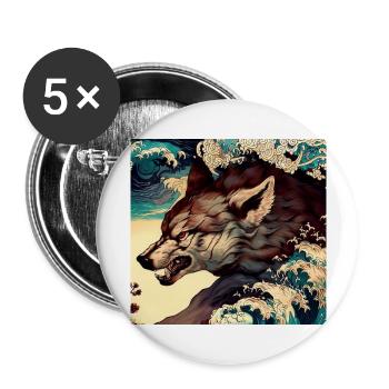 Wolf Japanese - Buttons large 2.2''/56 mm (5-pack) - white - Front