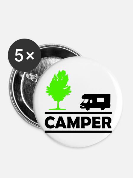 camper - Buttons groß 56 mm (5er Pack) - Weiß