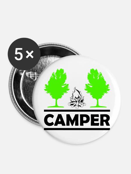 camper - Buttons groß 56 mm (5er Pack) - Weiß