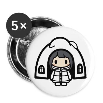 Winter Eskimo Iglu Comic - Buttons groß 56 mm (5er Pack) - Weiß - Vorne