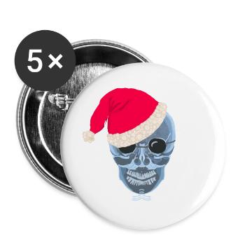 X-ray skull Santa hat, drawing - Buttons large 2.2''/56 mm (5-pack) - white - Front