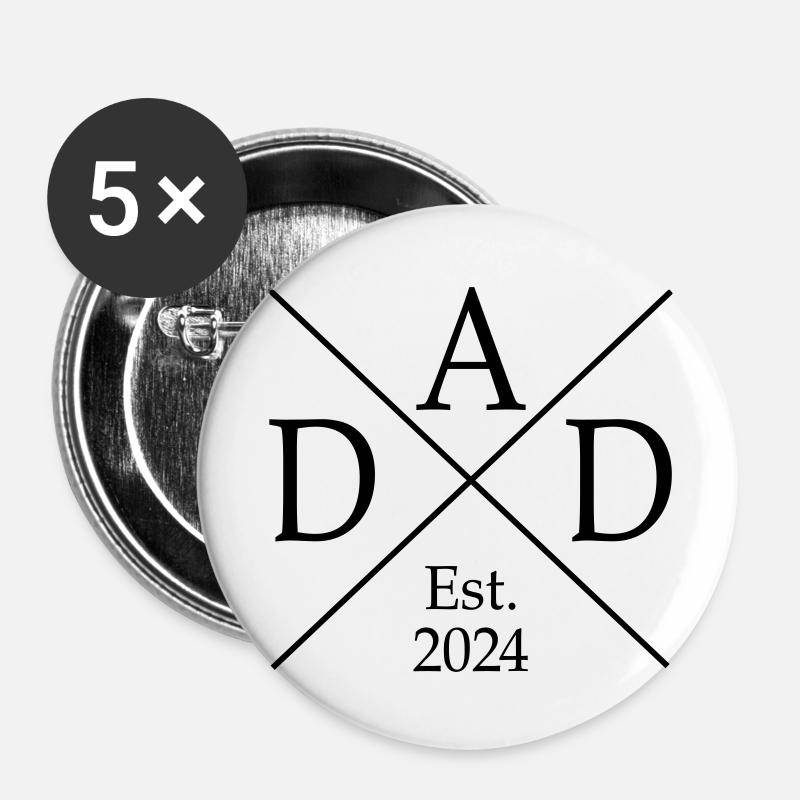 Dad Est. 2024 - Buttons large 2.2''/56 mm (5-pack) - white