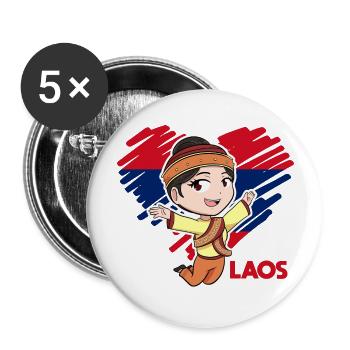 Laos Laote Laoten Mädchen Kleid Lao I Geschenk - Buttons groß 56 mm (5er Pack) - Weiß - Vorne