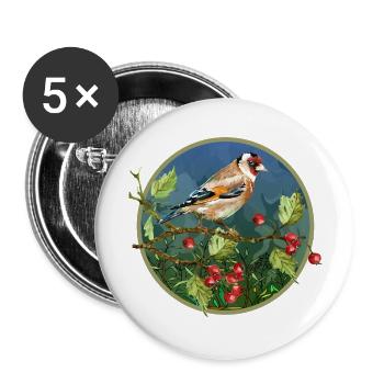 Oiseau coloré - Lot de 5 grands badges (56 mm) - blanc - Devant