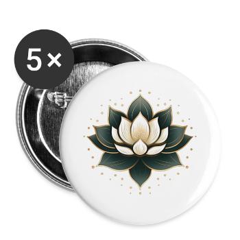 Lotusblüte - Buttons groß 56 mm (5er Pack) - Weiß - Vorne