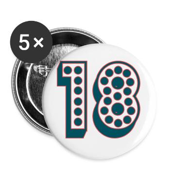 18. 18 YEARS OLD. 18th ANNIVERSARY. BIRTHDAY 18 YEARS. - Buttons large 2.2''/56 mm (5-pack) - white - Front