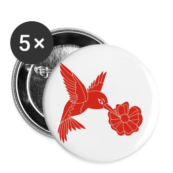 Red Foraging Bird - Buttons large 2.2''/56 mm (5-pack) - white - Front