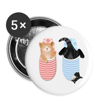 Chatons Mignons - Lot de 5 grands badges (56 mm) - blanc - Devant