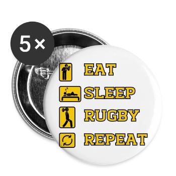 EAT SLEEP RUGBY REPEAT - Buttons large 2.2''/56 mm (5-pack) - white - Front