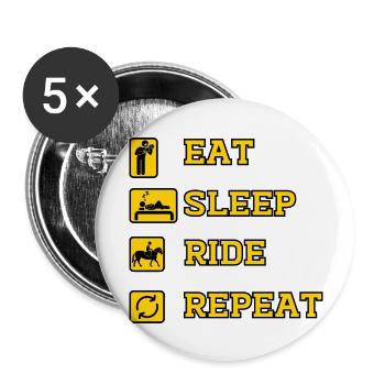 Eat Sleep Ride Repeat - Lot de 5 grands badges (56 mm) - blanc - Devant