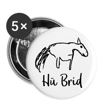 Hü Brid Pferd Hybrid Kfz - Buttons groß 56 mm (5er Pack) - Weiß - Vorne