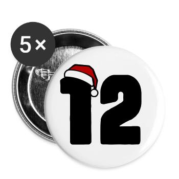 12 Numéro de Noël - Lot de 5 grands badges (56 mm) - blanc - Devant