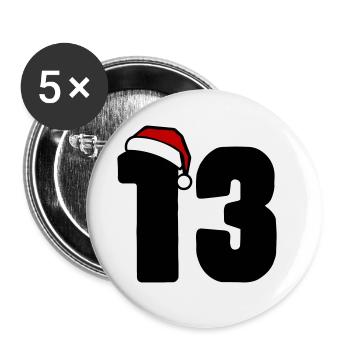 13 Zahl Weihnachten - Buttons groß 56 mm (5er Pack) - Weiß - Vorne