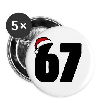 67 Zahl Weihnachten - Buttons groß 56 mm (5er Pack) - Weiß - Vorne