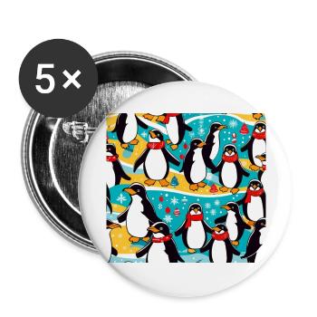 Pinguin Party - Buttons groß 56 mm (5er Pack) - Weiß - Vorne