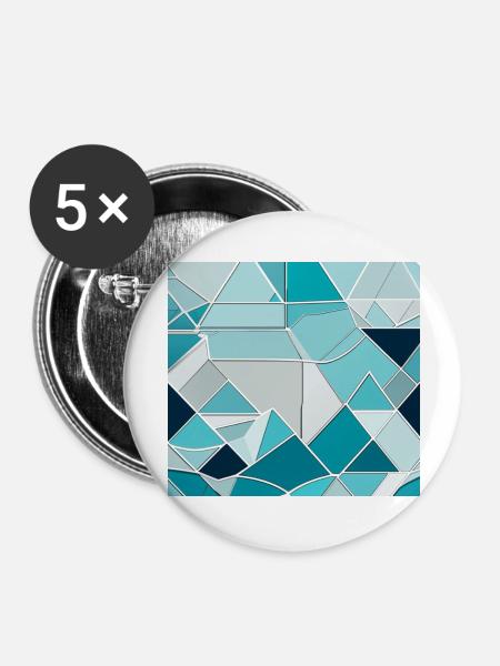 Geometrische Eiskristalle - Buttons groß 56 mm (5er Pack) - Weiß