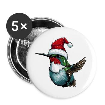 Kolibri Vogel Weihnachten Tier - Buttons groß 56 mm (5er Pack) - Weiß - Vorne