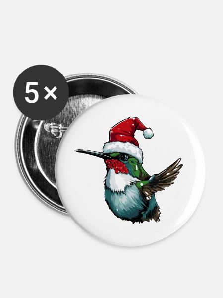 Kolibri Vogel Weihnachten Tier - Buttons groß 56 mm (5er Pack) - Weiß