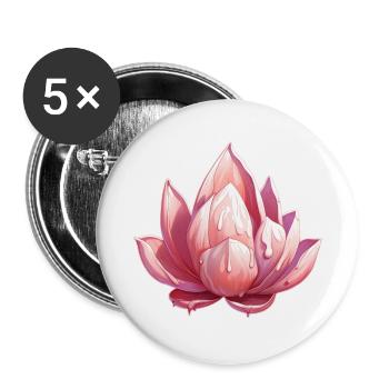 Lotusblüte - Buttons groß 56 mm (5er Pack) - Weiß - Vorne