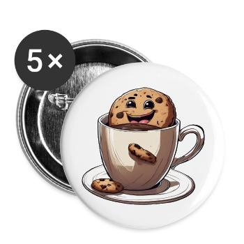 Coffee Coffee Cup Caffeine Gift Coffee Bean - Buttons large 2.2''/56 mm (5-pack) - white - Front