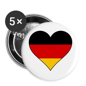 Allemagne Coeur Couleurs nationales - Lot de 5 grands badges (56 mm) - blanc - Devant