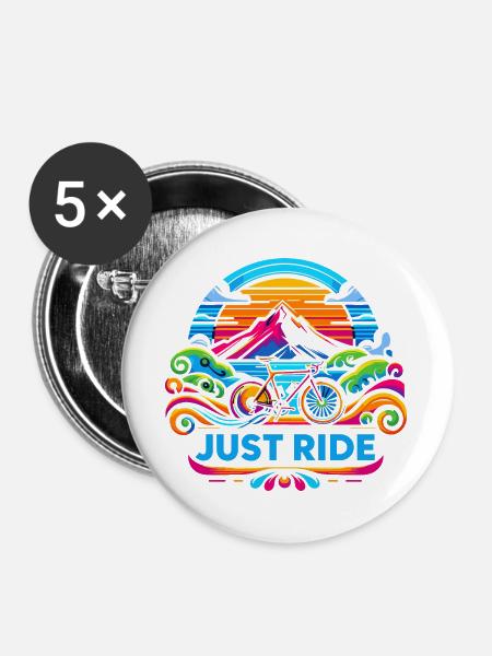 Just Ride Fahrrad - Just Ride - Buttons groß 56 mm (5er Pack) - Weiß