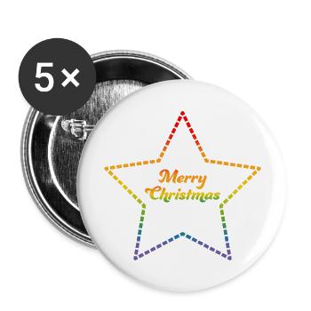 LGBTQI Merry Christmas Rainbow Star Silhouette - Buttons large 2.2''/56 mm (5-pack) - white - Front