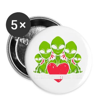 Alien, UFO, Flying Saucer - Buttons large 2.2''/56 mm (5-pack) - white - Front