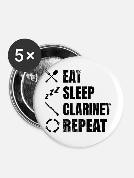 Klarinettist Tägliche Routine - Buttons groß 56 mm (5er Pack) - Weiß