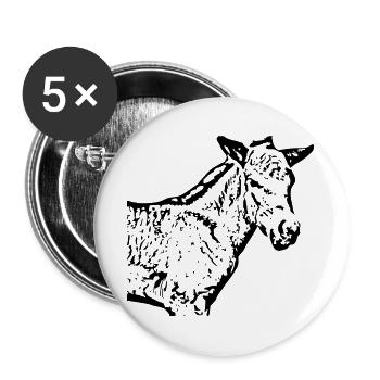 Chevaux T-shirt Cadeau Cavalier - Lot de 5 grands badges (56 mm) - blanc - Devant