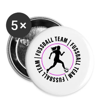 Fussball Team Spielerin Frau Fussballerin - Buttons groß 56 mm (5er Pack) - Weiß - Vorne