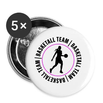 Basketball Team Verein Frau - Buttons groß 56 mm (5er Pack) - Weiß - Vorne