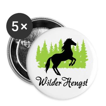 "Wilder Hengst: Kraft und Freiheit vereint" - Buttons groß 56 mm (5er Pack) - Weiß - Vorne