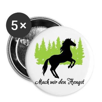 "Mach mir den Hengst: Stolze Männlichkeit" - Buttons groß 56 mm (5er Pack) - Weiß - Vorne