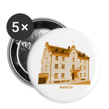 Hôtel de ville de Wörth, Rhein, Germersheim, Rhénanie-Palatinat - Lot de 5 grands badges (56 mm) - blanc - Devant