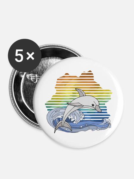 Delfin - Buttons groß 56 mm (5er Pack) - Weiß