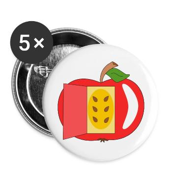 Apfelhaus - Buttons groß 56 mm (5er Pack) - Weiß - Vorne