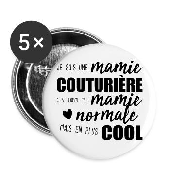 Mamie Couturière Humour Mamie Cadeau - Lot de 5 grands badges (56 mm) - blanc - Devant